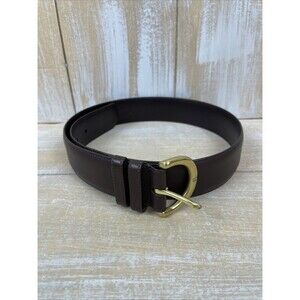COACH Women's Brown Leather Belt Gold Tone Buckle Size S 32.5 8500